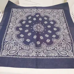 Trendy Cotton Paisley Bandana Scarf - Black & Red (Navy blue)