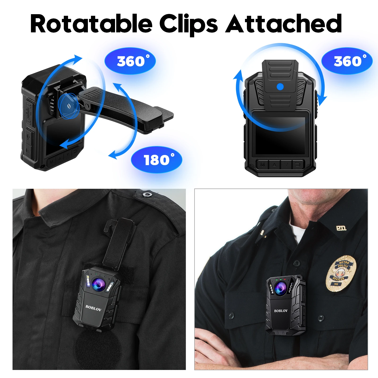 BOBLOV KJ09 Mini Body Camera 64GB FHD 1296P Bodycam Police Small Portable Night Vision IP66 Waterproof Two Batteries Mini Camera