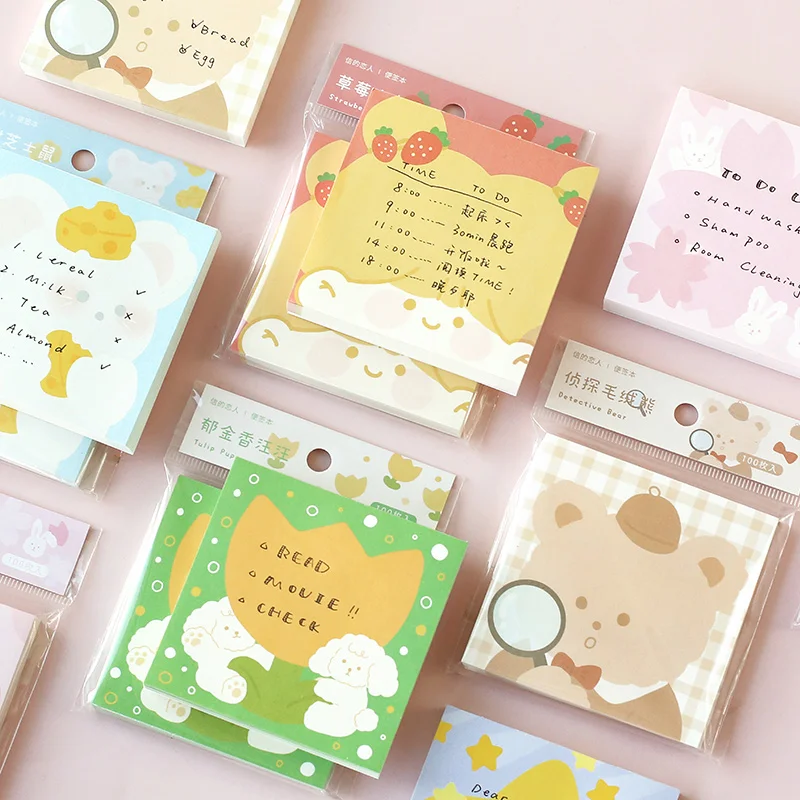 100 листов Kawaii канцелярские принадлежности клейкая бумага для записей блокнот