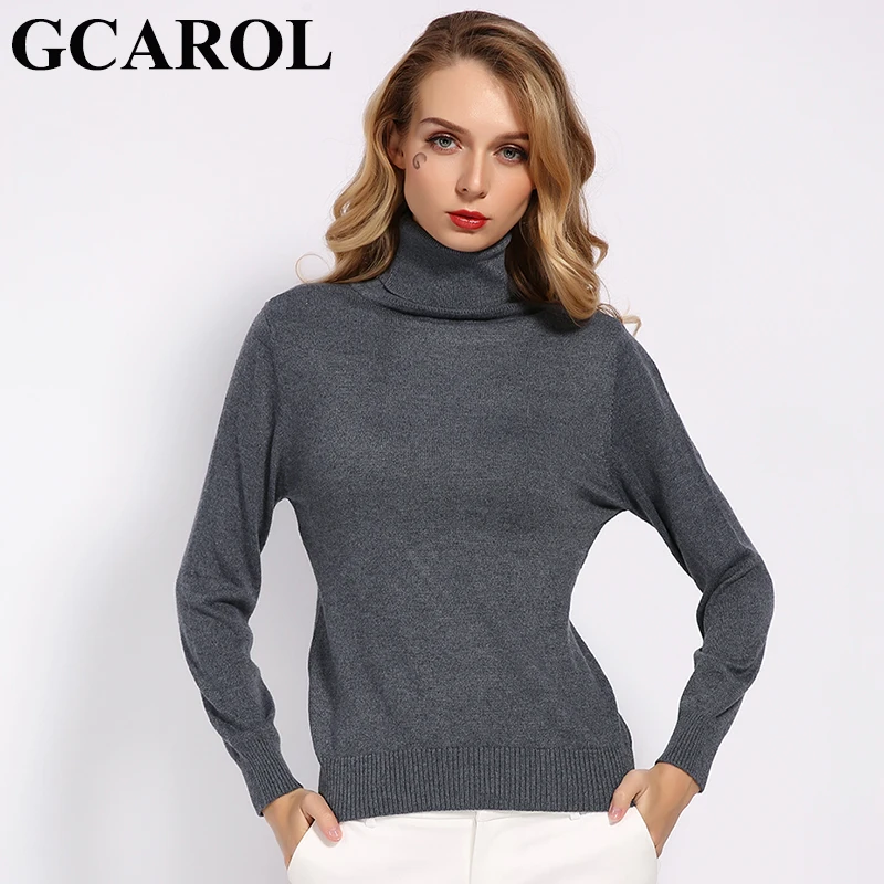 Billig GCAROL Neue Herbst Winter 30% Wolle Rollkragenpullover Weichen Griff Warme Frauen Jumper OL Übertragen Stricken Pullover S 3XL