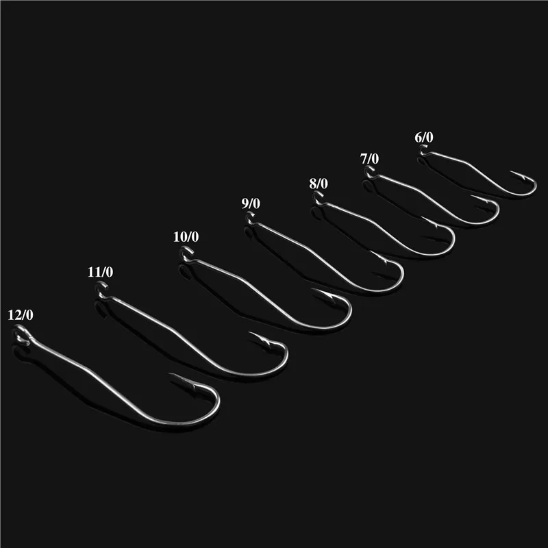 100pcs Stainless Steel Offset Eel Fishing Hooks, Long Hook