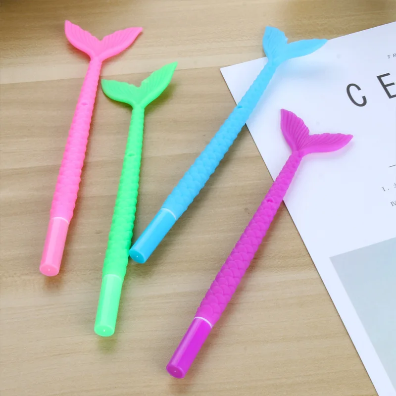 

24 pcs Creative cute fishtail gel pen student learning stationery canetas ponta fina school supplies stationary pens wholesale