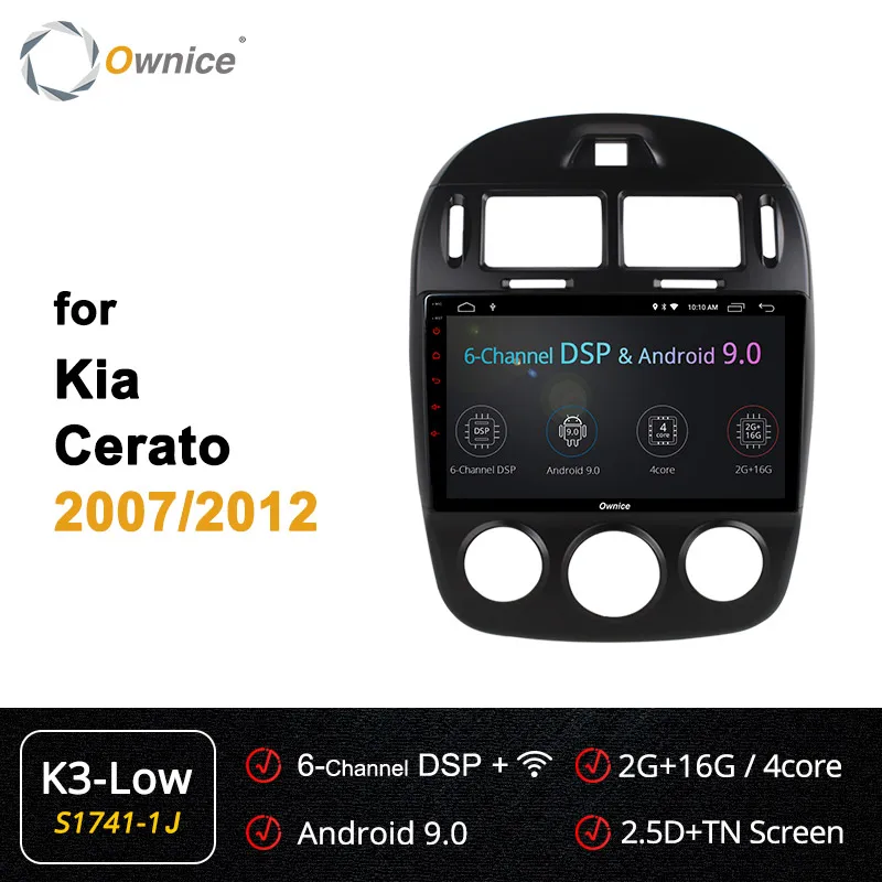 Ownice Восьмиядерный Android 9,0 автомобильный dvd gps навигатор плеер k3 k5 k6 для Kia Cerato радио 4G ram 64G rom 4G 360 Pano ram a DSP SPDIF - Цвет: S1741-1 K3 LOW