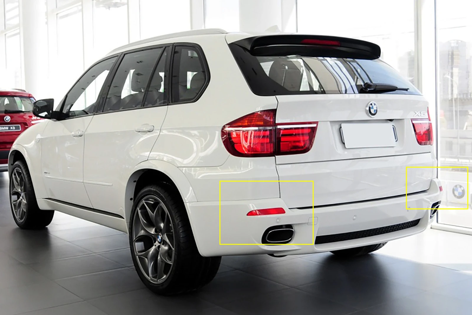 ANGRONG riflettore paraurti posteriore con lente rossa nessuna luce L R coppia per BMW X5 E70 2006-2013