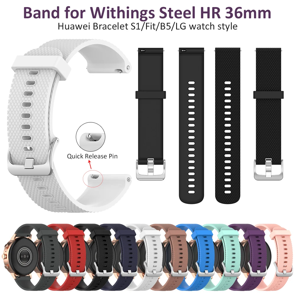 Cinturino 18Mm Cinturino Per Garmin Vivoactive 4S Con Acciaio Hr 36Mm Fossil Sport 41Mm Asus Zenwatch 2 1.45 "Cinturino In Silicone