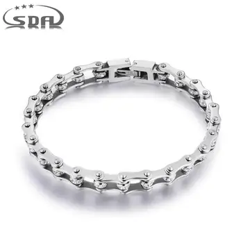 

Pure Neutral Classic 316L Stainless Steel Bracelets Crystal Motorcycle Chain Silver Bracelets 10mm Wide 17CM~22CM Length YM001