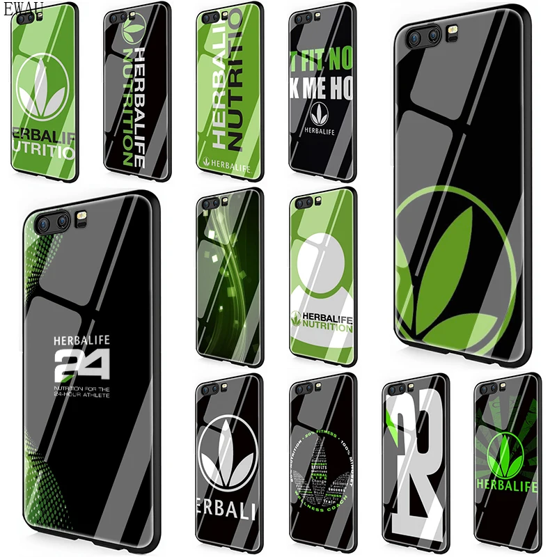

EWAU Black and green Herbalife Tempered Glass phone case for Huawei Y6 Prime Y9 Mate 20 Honor 7A Pro 8X 9 10 Lite