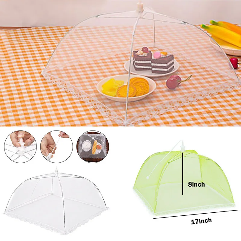 Protective Mesh Screen Food Cover Tents Picnic BBQ Plate Umbrella Protector 2Pcs