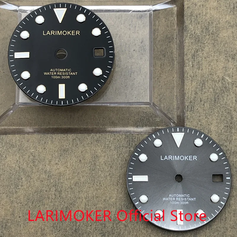 

Циферблат LARIMOKER 28,5 мм, черный/серый циферблат, циферблат часов подходит для автоматических мужских часов NH35 eta/MIYOTA8215/2836 Machinery