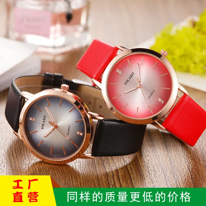 

Hot Sales Casual Fashionable Watch yolako New Style Center Gradient Watch 4 Drill Article Nail Scale