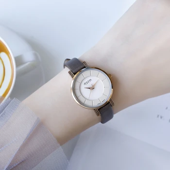 

Girl Cute Pink Beautiful Bling Crystal Leather Strap Watch Japan Quartz Waterproof Women's Round Buckle Students Clock Gift Lady