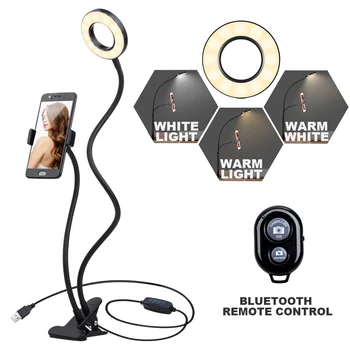 

K&F Concept Selfie Ring Light with Cell Phone Holder for Live Stream and Makeup LED with Remote Control iPhone Android phone