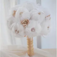 Перо Свадебный букет для украшения свадьбы Королевский синий свадебный букет шампанское шелковые кристаллы невесты цветы