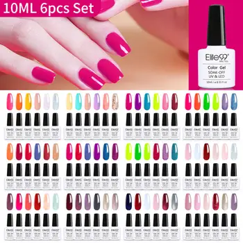 

Elite99 6Pcs/lot Shiny Gel Polish Set Soak Off UV LED Gel Nail Polish Colors Set Manicure 10ML Macaron Nail Polishes Lacquer Kit