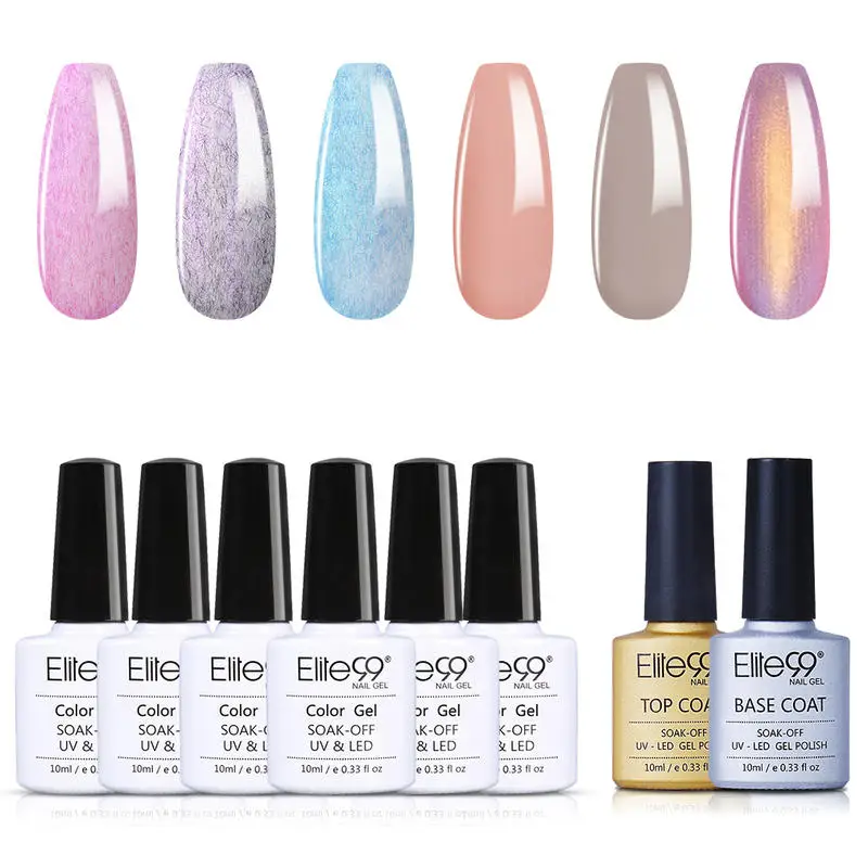 Elite99 8pcs Nail Kit Gel Polish Set 10ml Vernis Semi Permanent Base Top Coat For Manicure Art Decorations | Красота и здоровье