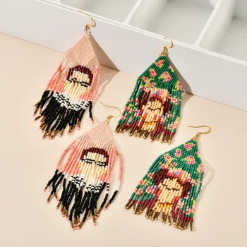 

Endless Story Mexican Woman Bohemian Handmade Beaded Long Tassel Earrings For Women MIYUKI Seed Statement Dangle Earring Gift