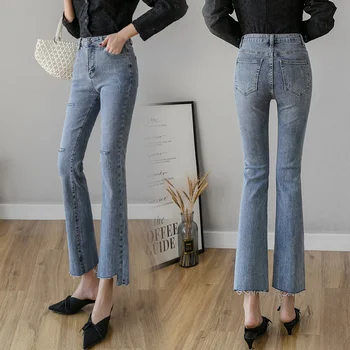 

Spring new jeans female micro-flare cropped pants 2020 new stretch high waist was thin temperament wild