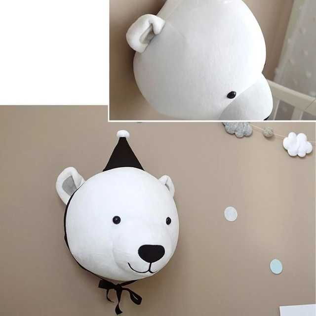 1Pc Kids Room Decoration 3D Animal Heads Wall Hanging Decor For Children Room Nursery Room Decoration Soft Install 5