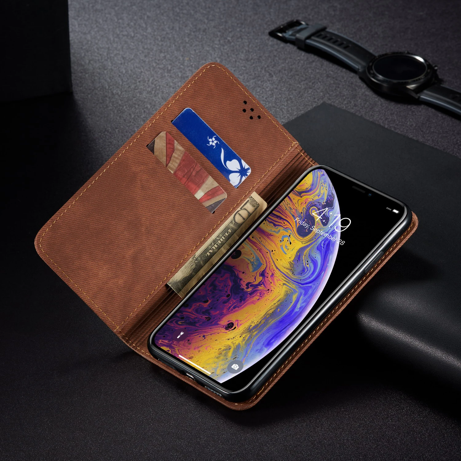 Для iPhone XS MAX 11 Pro 6s 8 Plus чехол винтажный ковбойский кожаный на подставке с застежкой кошелек чехол на магните для телефона