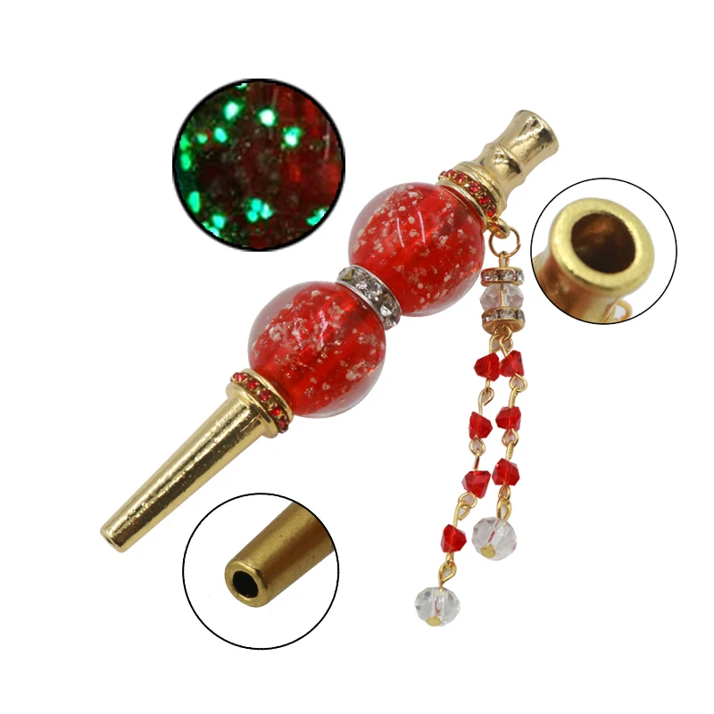 Beautiful Fashion Handmade Inlaid Jewelry luminous Metal Shisha Mouth Narguile Filter Tip Hookah Mouthpiece