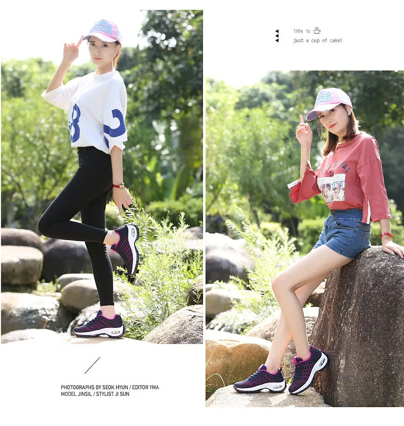 Walking Shoes 2021 New Women Breathable Casual Shoes Outdoor Light Weight Frenulum Casual Walking Platform Ladies Sneakers Black