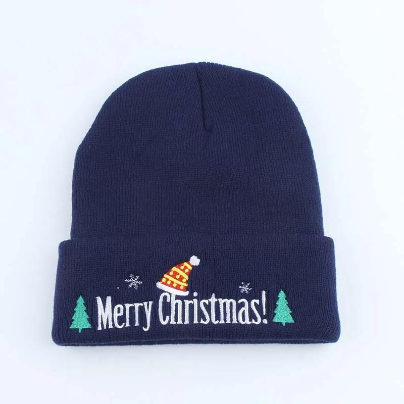 Merry Christmas вышивка зимние шапки для мужчин и женщин теплые вязаные шапочки шапка для рождественской вечеринки украшения год