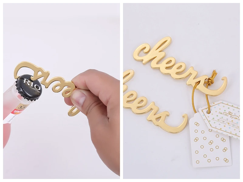 

(25 Pieces/lot) Newest Event and Wedding decorations of Cheers Antique Gold Bottle Opener Wedding gifts for Bridal showers