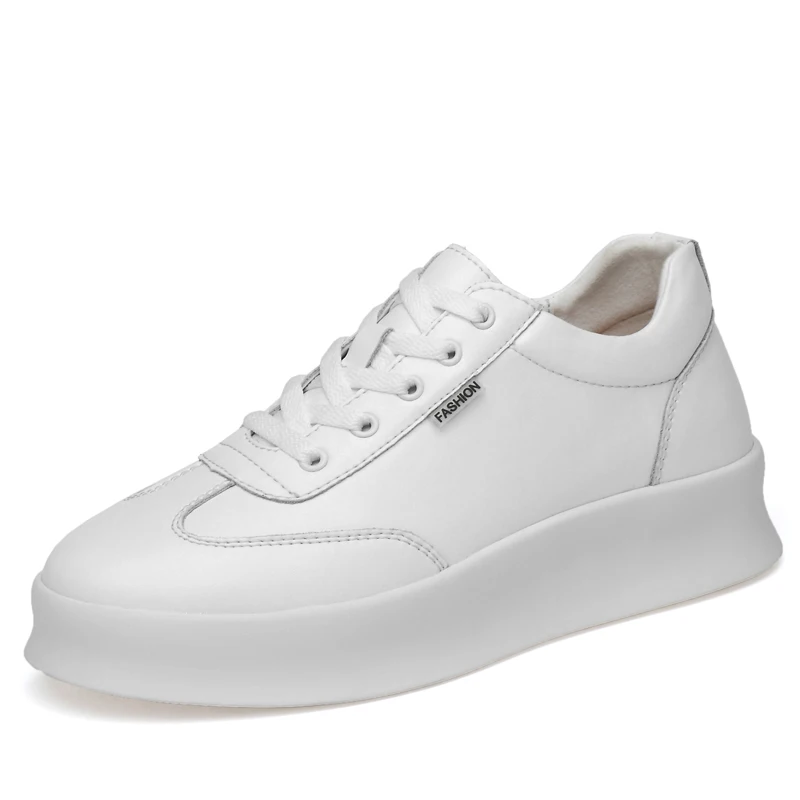 white8CM Новая популярная мужская повседневная обувь напольная, удобная кожаная модная мужская обувь, 5-10 см - Цвет: white8CM