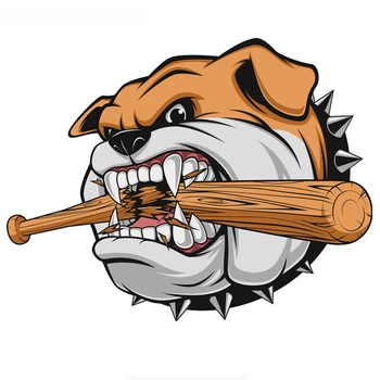 

SZWL Angry Bulldog Biting A Wooden Stick Car Sticker Funny Stickers Waterproof Cover Scratch Decoration Decals Vinyl,14cm*17cm