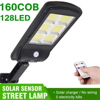 

Outdoor 160COB Solar Light Lamp Remote Control PIR Motion Sensor IP65 Waterproof Upgrade Dimmable Street Wall Garden Solar Light