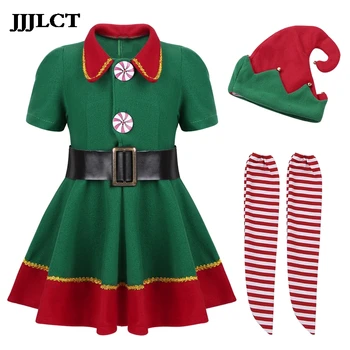 

Elf Girls Christmas Costume New Year Chilren Clothing Fancy Dress Xmas Party Dress 2019 Festival Santa Clause for Girls
