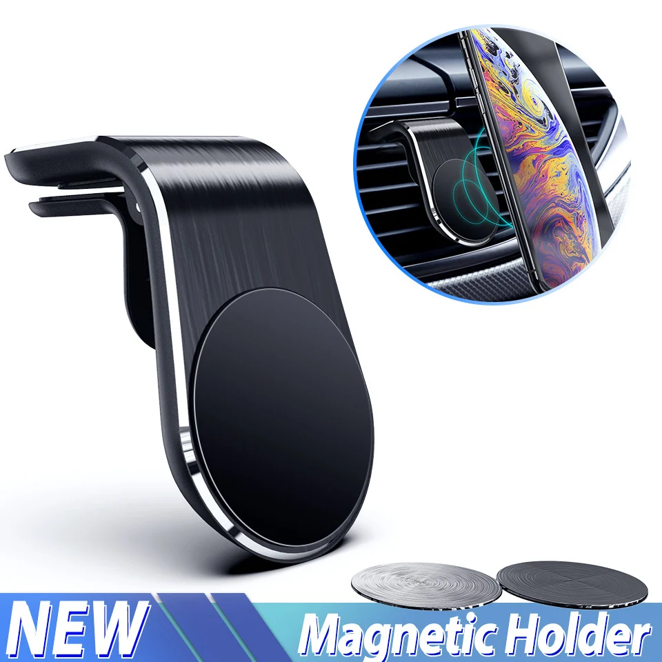 

Metal Magnetic Car Phone Holder Mini Air Vent Clip Mount Magnet Mobile Stand For iPhone 11 Pro XS Max Samsung Smartphones in Car