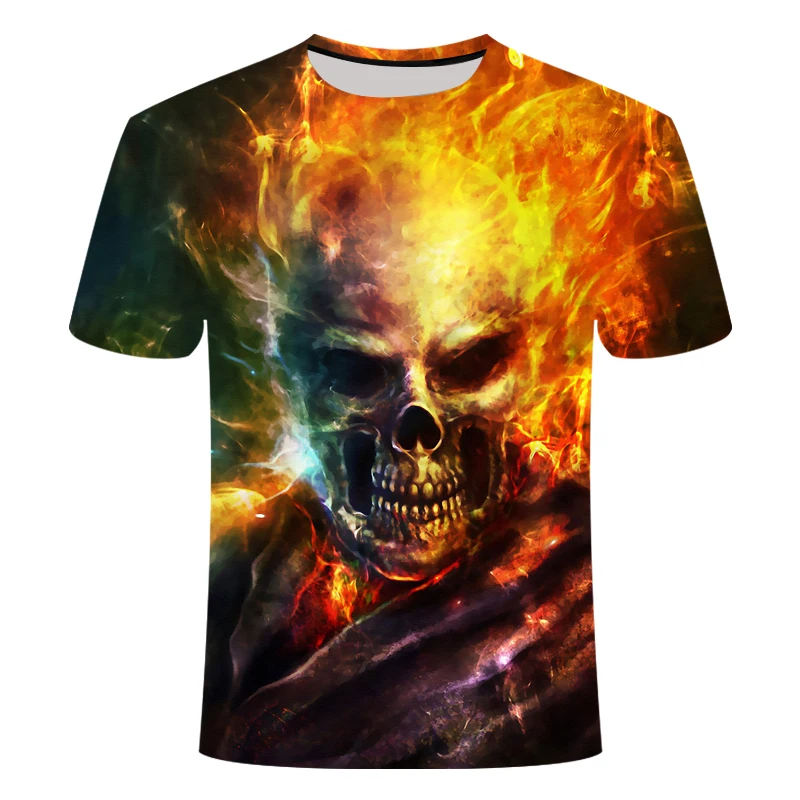 

Zomer Mannen T-shirts Casual O-hals Korte Mouw Tee Tops Hip Hop Stijl Kleding Mode Streetwear Schedel 3D T-shirt Mannelijke