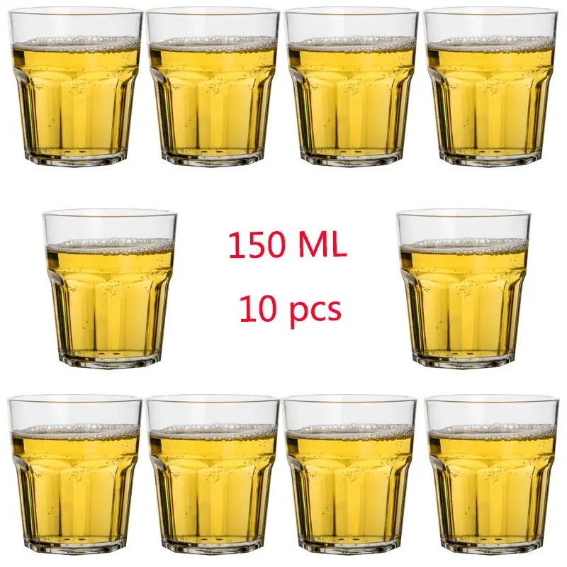 150ML 10PCS Ежедневное использование пластиковые небьющиеся чашки для вечерние бара Семейные штабелируемые стаканы для сока Набор стаканов для питья для соды молока пива спиртных напитков - Цвет: 150ML 10PCS