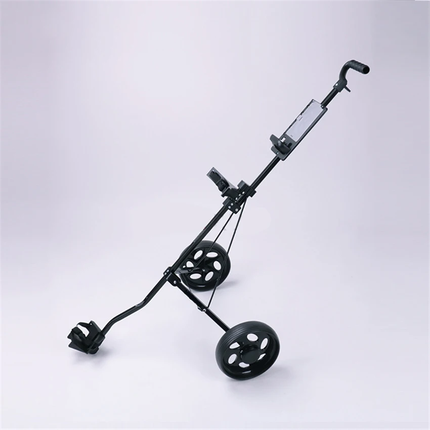 ZH-T018 Simple Folding Iron Golf Trolley Manual High Quality Foldable Golf Ball Bag Pull Cart Supplies With Two Black Wheels
