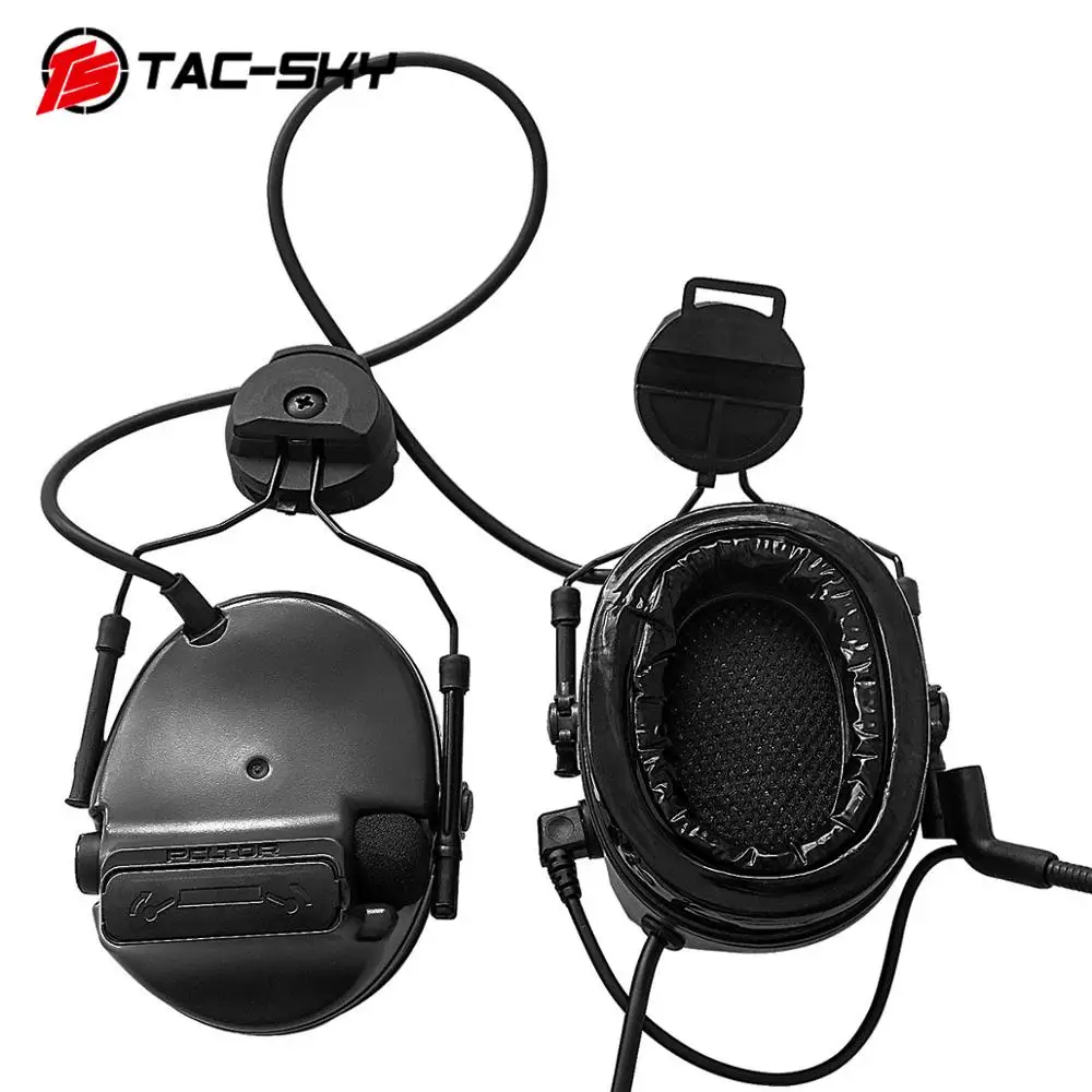 TAC-SKY COMTAC III Helmet fast rail bracket version Silicone earmuff version Noise reduction pickup headset -BK