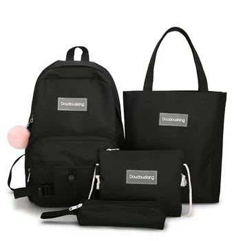 

4pcs Set Cute Backpack Canvas College School Bags for Teenage Girls 2020 Kids Book Bags Women Travel Backbags Mochilas Escolares