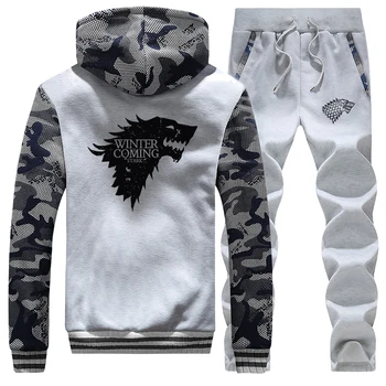 

2019 Men Game Of Thrones Jackets Night King Men Set Fashion Winter Is Coming Pants Hoodies Casual House Stark Wolf Camo Gym Suit