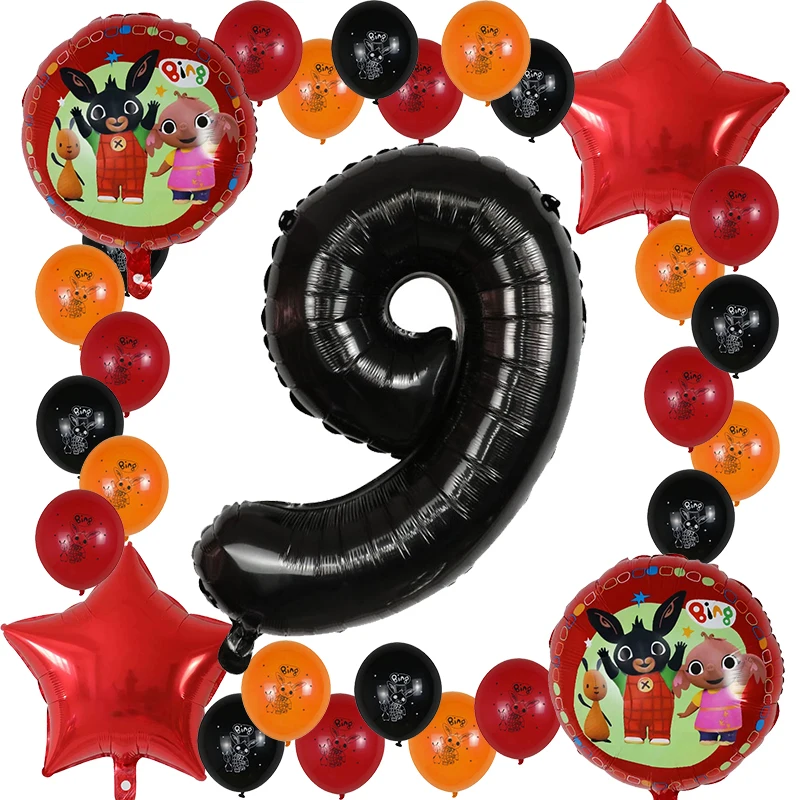 Воздушный шар из фольги с мультяшным Банни bing, 30 дюймов, шары с цифрами, 1, 2, 3, 4 года, украшения для дня рождения, детские игрушки, товары для мальчиков и девочек, Globos - Цвет: Коричневый