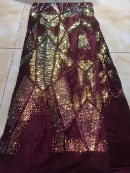 

2020 New Big Velvet Lace Fabric Wedding High Quality African Velvet Lace Fabric Embroidery African French Lace For Sequins Lace
