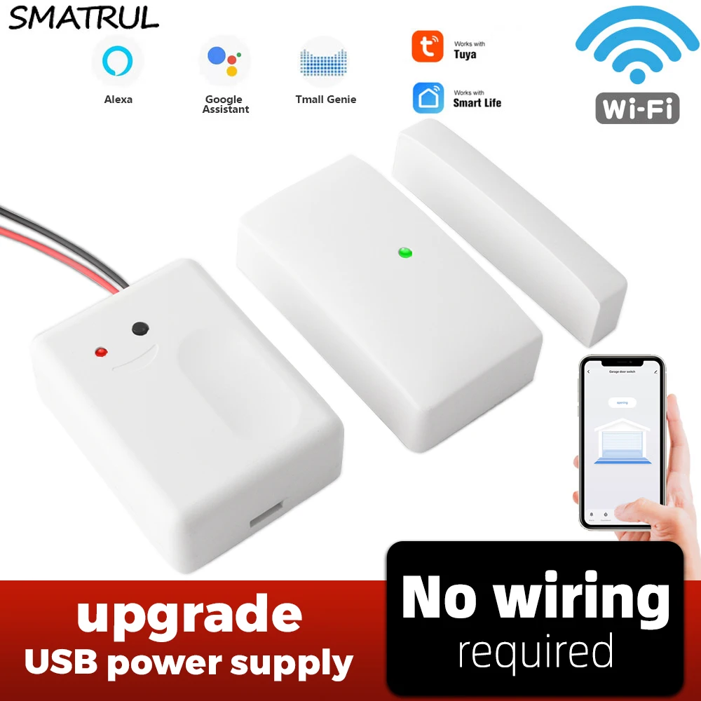 

SMATRUL Smart Wireless WiFi Switch Garage Door Controller Opener Remote USB Power Supply APP Voice Alexa Echo Google Home Tuya