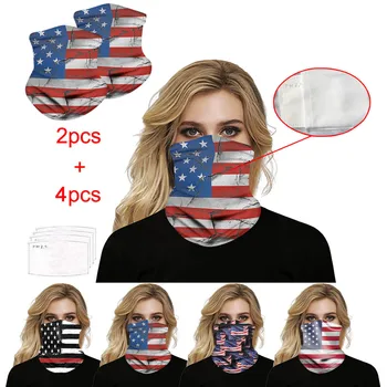 

2PC Face Cover Bandanas Face Mask + 4PC Replaceable Filter Unisex Neck Multifunctional Headband with Carbon Filters Mouth Mask