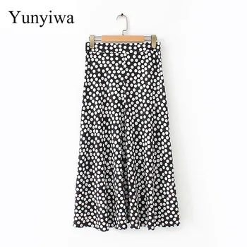 

2020 New Women Fashion Polka Dot Printing Back Zipper Long Skirt Faldas Mujer Ladies Streetwear Chic Casual Slim Skirts