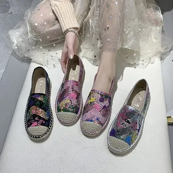 

Straw-woven fisherman shoes women's 2020 new online celebrity women's shoes all-match flat-soled lazy one-pedal single shoes