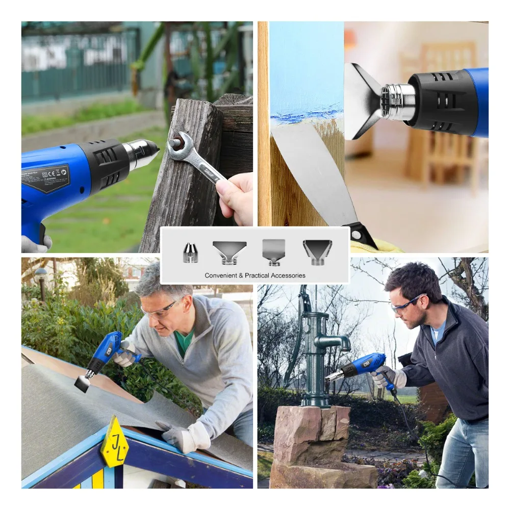 220V Heat Gun 2000W Electric Hot Air Gun Variable 2 Temperatures Industrial Power Tool with Four Nozzle Attachment by PROSTORMER images - 6