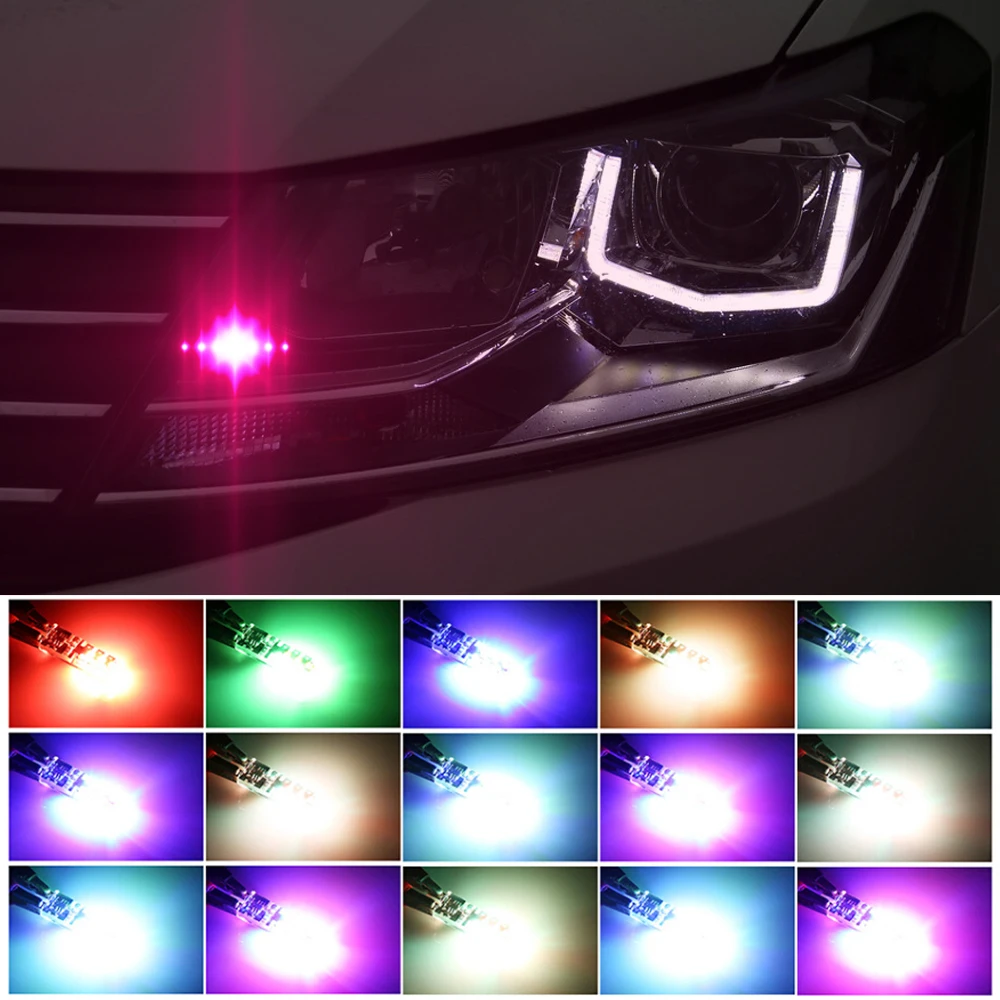 Разноцветные светодиодные автомобильные лампы RGB T10 W5W для lada VESTA niva kalina priora granta