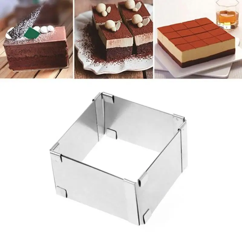 

Cake Mould Square Candy Mold Kitchen Family Adjustable Mold Durable Stainless Steel DIY Chef Sturdy Baking Mold