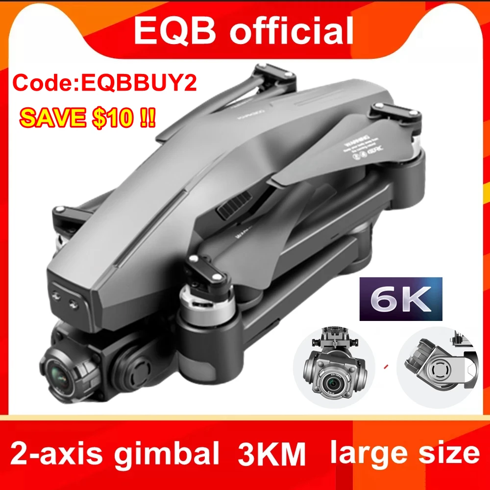 US $141.62 EQB TwoAxis Gimbal Professional GPS Drone with 6K 4K Camera Brushless Large Size RC Quadcopter 3000m Remote Control Helicopter