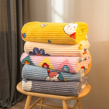 

Printing Coral Blanket Milk Wool Blankets Quilt Blanket Thin Nap Blanket Lunch Break Air Conditioning Bed Cover 1PC #/