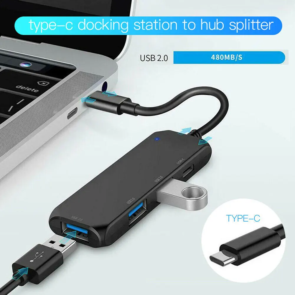 Портативный USB-C 4K концентратор type-C к USB 2,0 адаптер с 1 штекером 4 гнезда GDeals